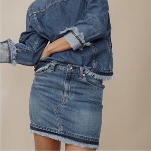 Rag & Bone Dive Denim Fringed Mini Skirt - Waist Size 30